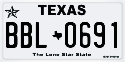 TX license plate BBL0691