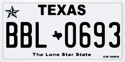 TX license plate BBL0693