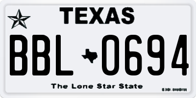 TX license plate BBL0694