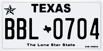 TX license plate BBL0704