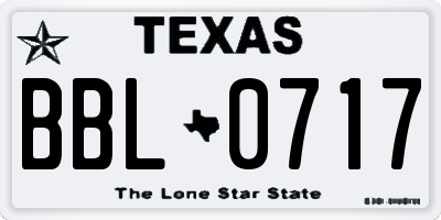TX license plate BBL0717