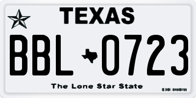 TX license plate BBL0723