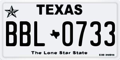 TX license plate BBL0733