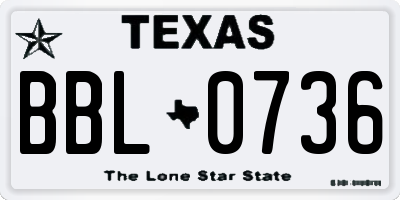 TX license plate BBL0736