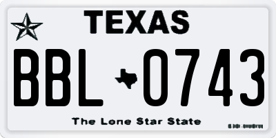 TX license plate BBL0743