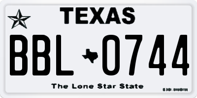 TX license plate BBL0744