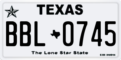 TX license plate BBL0745