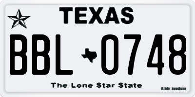 TX license plate BBL0748