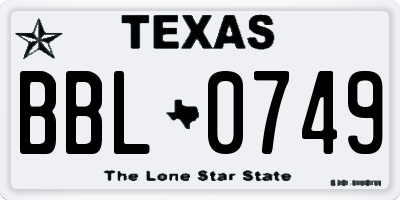 TX license plate BBL0749