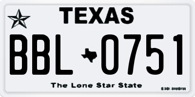 TX license plate BBL0751