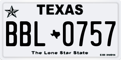 TX license plate BBL0757