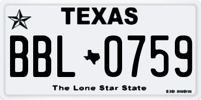 TX license plate BBL0759