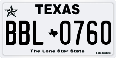 TX license plate BBL0760