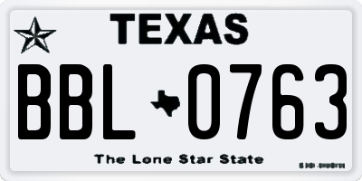 TX license plate BBL0763
