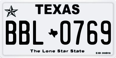 TX license plate BBL0769
