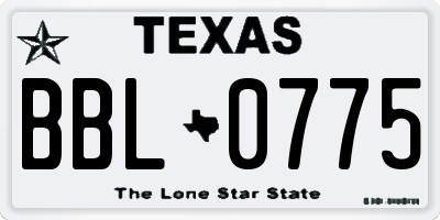 TX license plate BBL0775