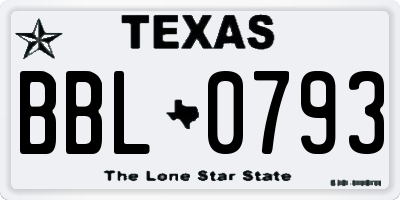 TX license plate BBL0793