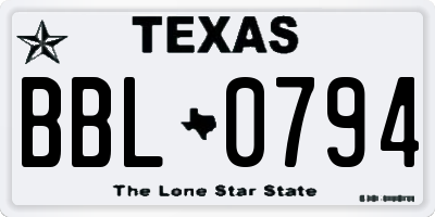 TX license plate BBL0794
