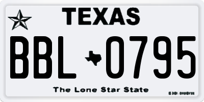 TX license plate BBL0795