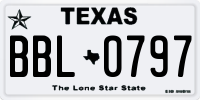 TX license plate BBL0797