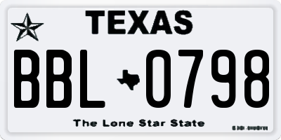 TX license plate BBL0798