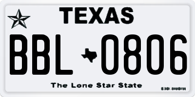 TX license plate BBL0806