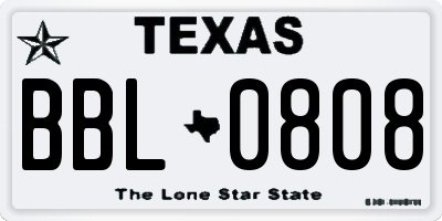 TX license plate BBL0808