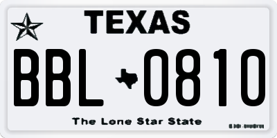 TX license plate BBL0810