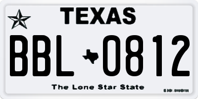 TX license plate BBL0812