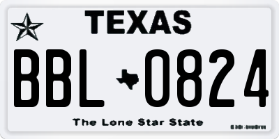 TX license plate BBL0824