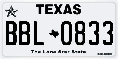 TX license plate BBL0833