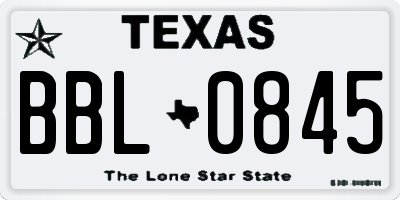 TX license plate BBL0845