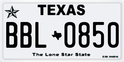 TX license plate BBL0850