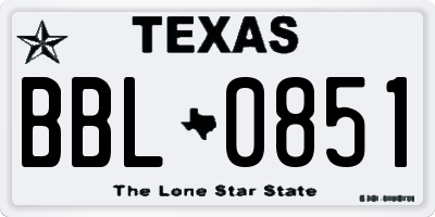 TX license plate BBL0851