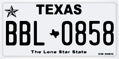 TX license plate BBL0858