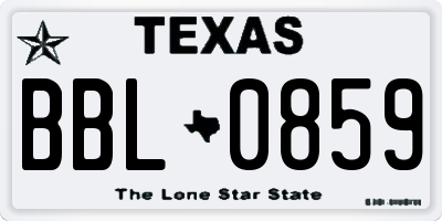 TX license plate BBL0859