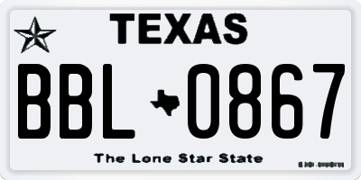 TX license plate BBL0867