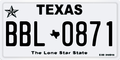 TX license plate BBL0871