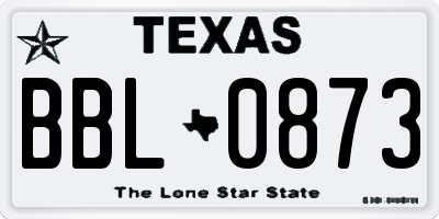 TX license plate BBL0873