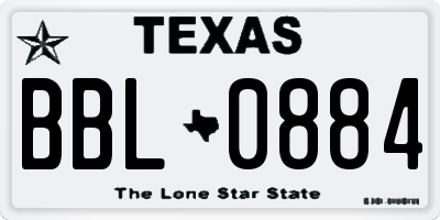 TX license plate BBL0884