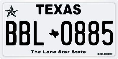 TX license plate BBL0885