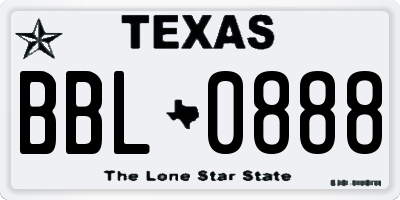 TX license plate BBL0888