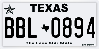 TX license plate BBL0894