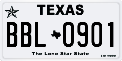 TX license plate BBL0901