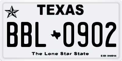 TX license plate BBL0902
