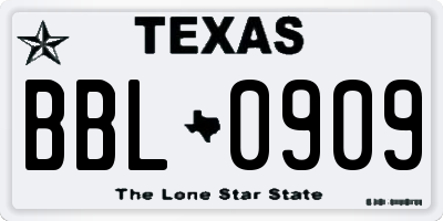 TX license plate BBL0909