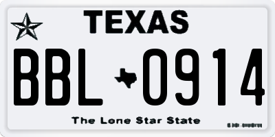 TX license plate BBL0914