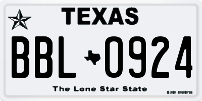 TX license plate BBL0924