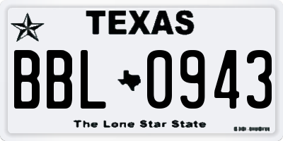 TX license plate BBL0943