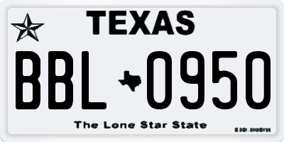 TX license plate BBL0950
